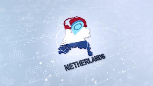 Videohive - Netherlands Map With Marker - 47621390