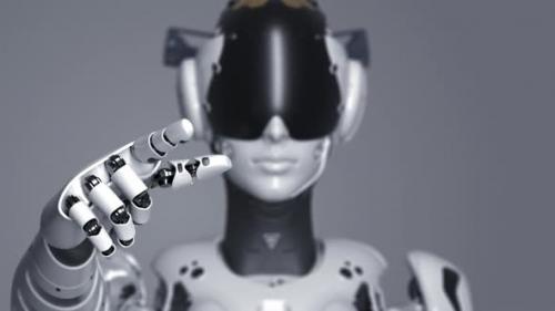 Videohive - the robot makes a gesture with his index finger - 47622088