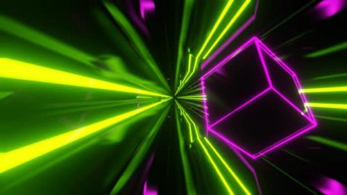 Videohive - Lime And Pink Sci-Fi Neon Weightlessness Tunnel Background Vj Loop In 4K - 47631481