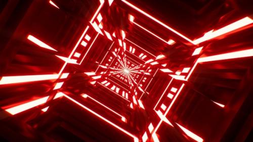 Videohive - Shining Red Lights Tunnel Vj Loop - 47632367