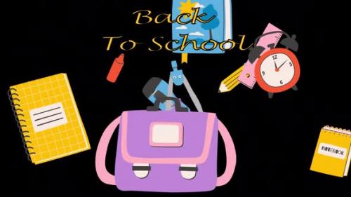 Videohive - Back To School Items Flying Air On Alpha Channel - 47633227