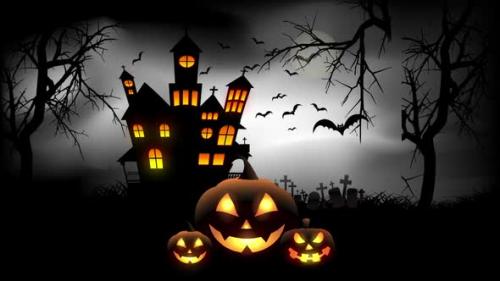 Videohive - Happy Halloween Background Bats Flying In Smoky Air - 47633261