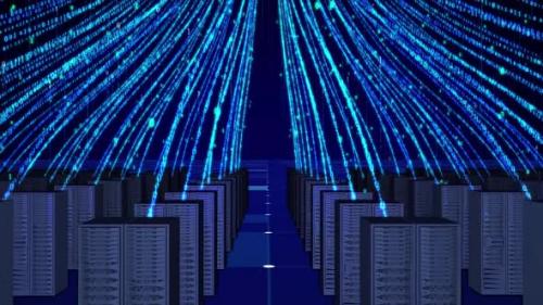 Videohive - Artificial Intelligence Digital Computer Room Server Information Flow Transmission - 47613626