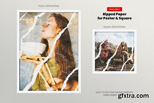 Ripped Paper Photo Effect for Square and Poster B2BKMGH