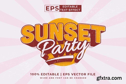 Sunset Party 3d Vector Editable Text Effect R9UPNRX