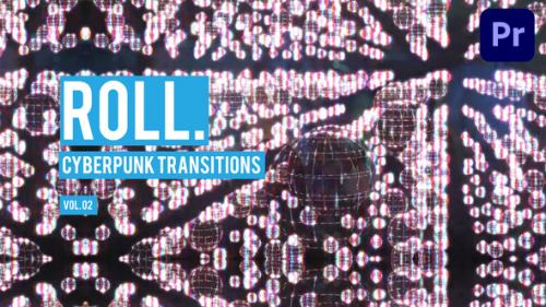 Videohive - Cyberpunk Roll Transitions for Premiere Pro Vol. 02 - 47728261