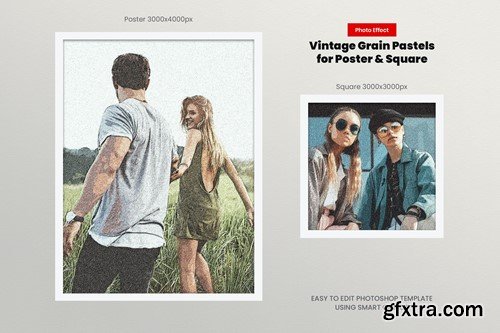 Vintage Grain Pastels Photo Effect Square, Poster HJ5UFHT