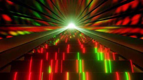 Videohive - Red And Green Neon Glow Stairs Background Vj Loop In HD - 47666461