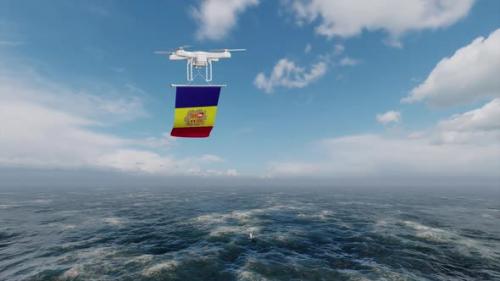 Videohive - Drone Flying Over Ocean With Algeria Flag - 47666801