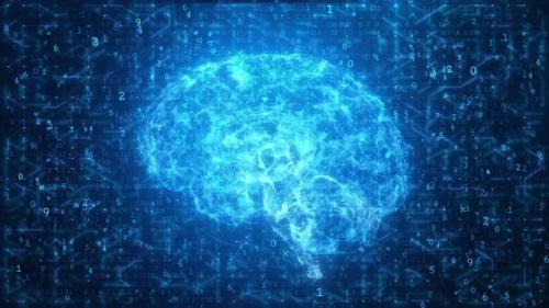 Videohive - AI Artificial intelligence digital brain animation over computer circuit - 47698678