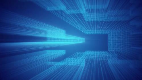 Videohive - Retro Blue Wireframe Technology Background - 47689756