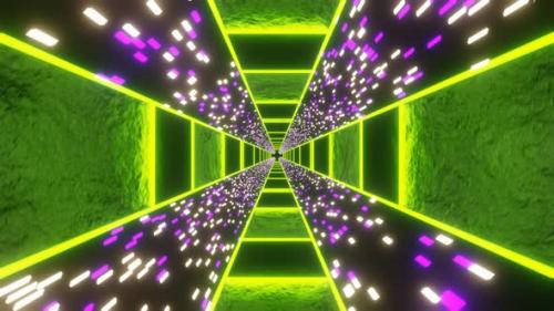Videohive - Lime Sci-Fi Neon Glow Cyber Tunnel Background Vj Loop In 4K - 47690417