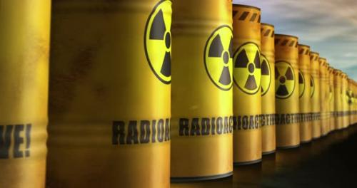 Videohive - Nuclear radioactive waste barrels in row endless footage - 47700389