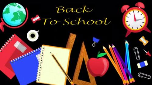 Videohive - Back To School Items 4K On A Alpha Channel - 47700915