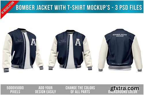 Bomber Jacket with T-Shirt Mockup PP32HQP
