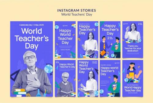 Premium PSD | World teachers' day instagram stories Premium PSD