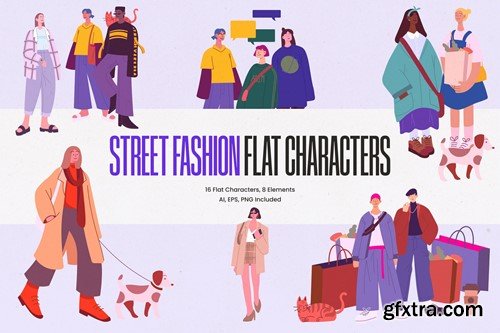 Street Fashion Flat Characters MJDS3F8