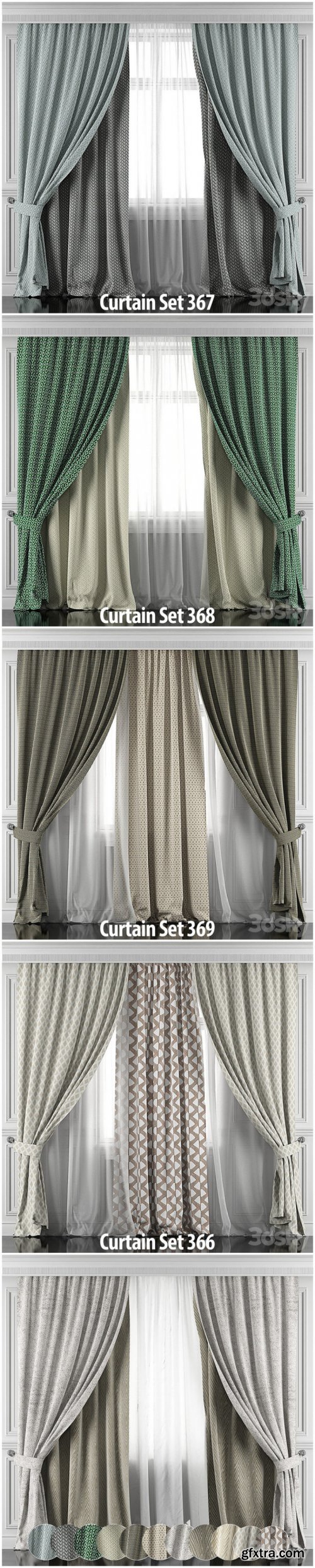 Curtains with window and moldings 366-371