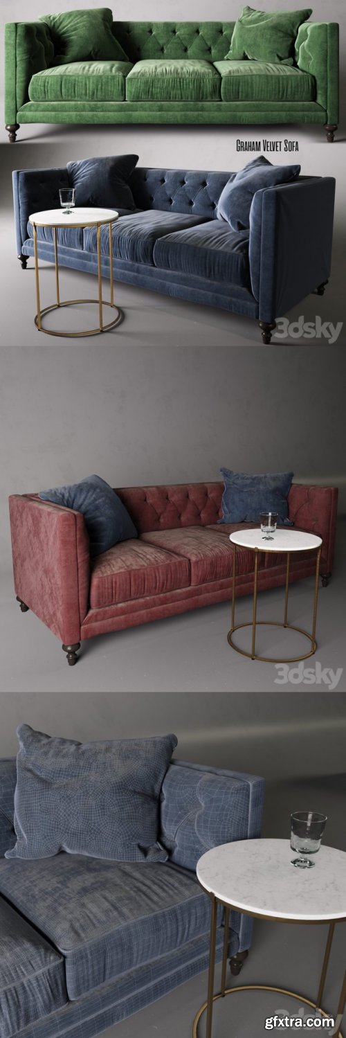 Leavenworth Side Table & Graham Velvet Sofa