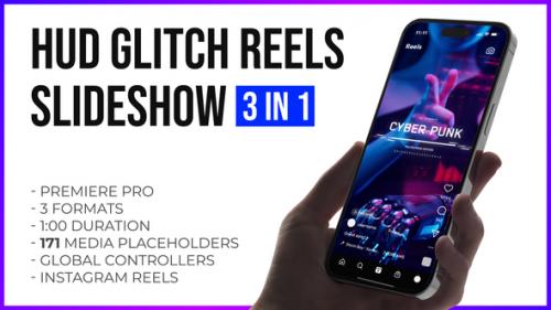 Videohive - Hud Glitch Splitscreen Slideshow Reels and Stories | Premiere Pro - 47710395