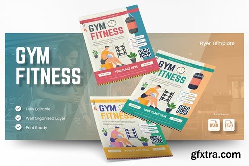 Gym Fitness Flyer Ai & EPS Template KUNEVNS