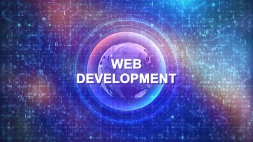 Videohive - Web Development on Futuristic Cyberspace Background with HUD, Numbers, and Globe - 47741863