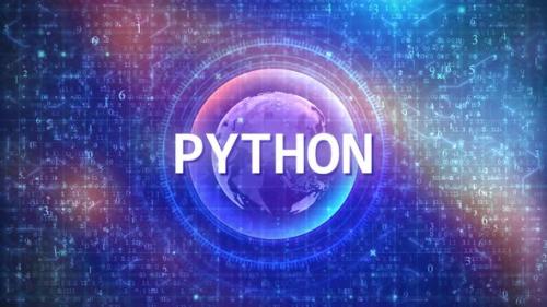 Videohive - Python Concept on Futuristic Cyberspace Background with HUD, Numbers, and Globe - 47741950