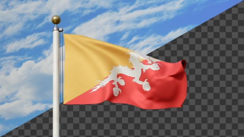 Videohive - Bhutan Flag Waving on a Flag Pole, Alpha Included - 47745462