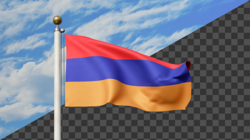 Videohive - Armenia Flag Waving on a Flag Pole, Alpha Included - 47745463