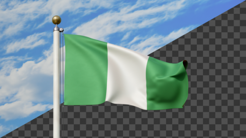 Videohive - Nigeria Flag Waving on a Flag Pole, Alpha Included - 47745472