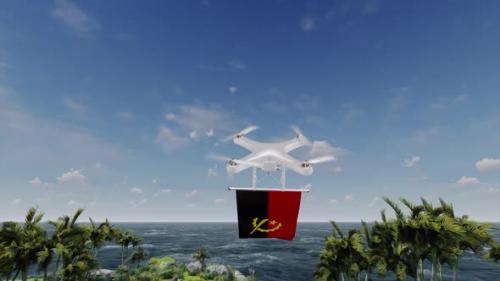 Videohive - Quadcopter Drone Carrying Angola Flag - 47749595