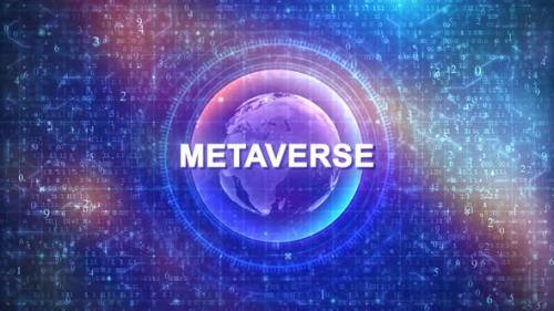Videohive - Metaverse Concept on Futuristic Cyberspace Background with HUD, Numbers, and Globe - 47741866