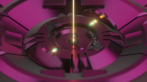 Videohive - Digital Technological Futuristic Background The Laser Shines From a Metal Scifi Mechanism 3d - 47744946