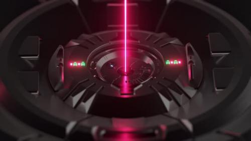 Videohive - Digital Technological Futuristic Background The Laser Shines From a Metal Scifi Mechanism 3d - 47744981