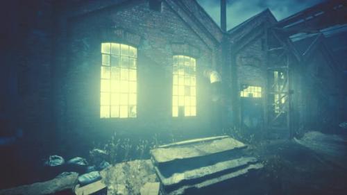 Videohive - Dark Factory Warehouse Alley at Night - 47787657