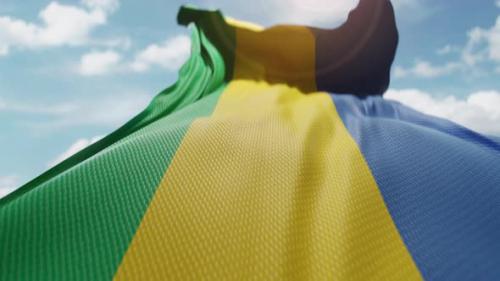 Videohive - Wavy Flag of Gabon Blowing in the Wind in Slow Motion Waving Colorful Gabonese Flag Symbol Abstract - 47767404