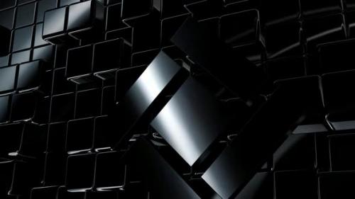 Videohive - Black Intro Background with Reflection Effect, Shapes, Geometric Figures, Luxury Style, 3D Render - 47783510