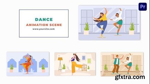 Videohive Flat Character Animation Scene Showcasing Classic and Western Dance 47881707