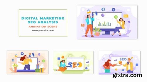 Videohive SEO Analysis Report Scene with Flat Character Animation 47865231