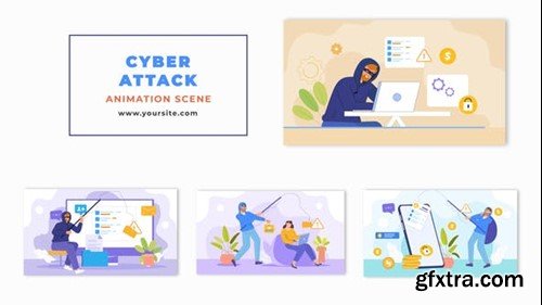 Videohive Flat Character in Cyber Attack Animation Scene 47865324