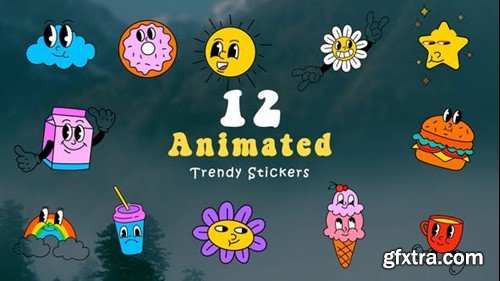 Videohive Animated Scene of Trendy Sticker Pack Designs 47872070