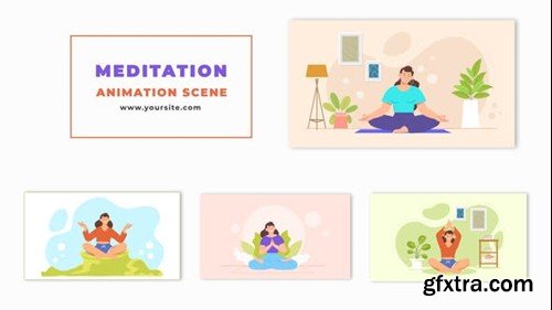 Videohive 2D Animation Scene of a Flat Character Engaged in Meditation 47865862