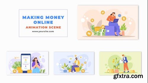 Videohive Smart Online Income Generation Flat Character Animation Scene 47865788