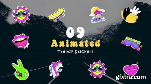 Videohive Trendy Stickers Animated Scene 47871692