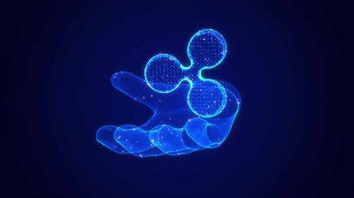 Videohive - Ripple Icon In Hand Hologram - 47761863