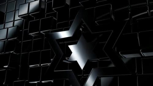 Videohive - Black Intro Background with Reflection Effect, Shapes, Geometric Figures, 3D Render, Luxury Style - 47783508