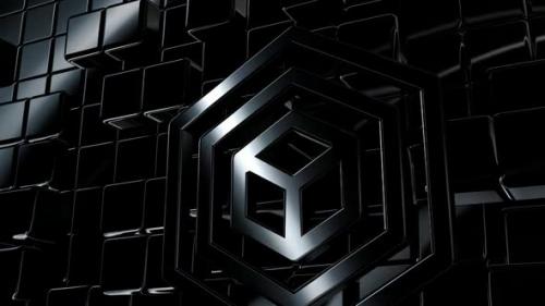 Videohive - Black Intro Background with Reflection Effect, Geometric Figures, Shapes, 3D Render, Luxury Style - 47783517