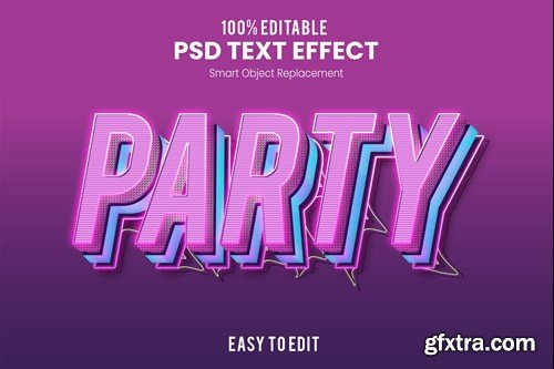 Retro Party 3D Text Effect PSD EG4CKF6