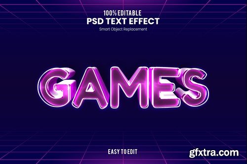 Games - Futuristic 3D Neon Text Effect AJ28D8R