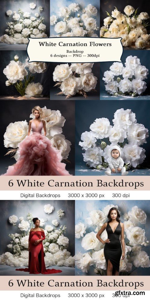 White Carnation Flowers Backdrops